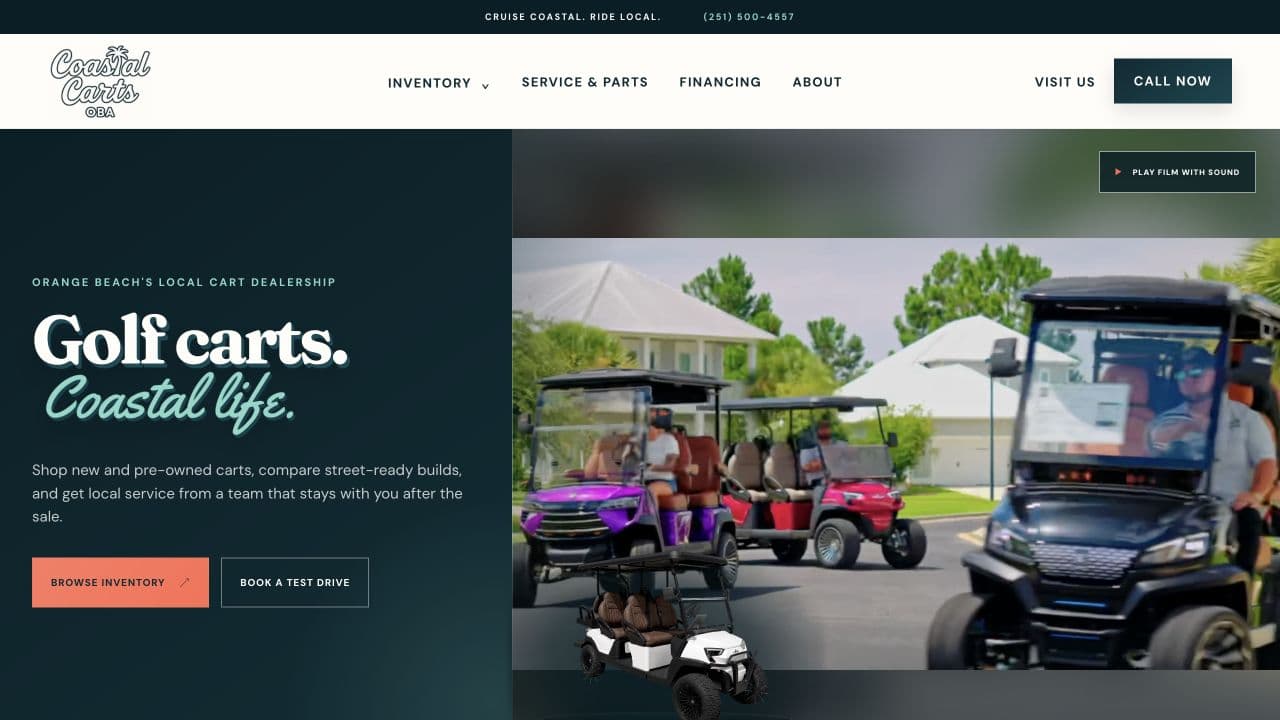 Coastal Carts website designed by Key City Digital
