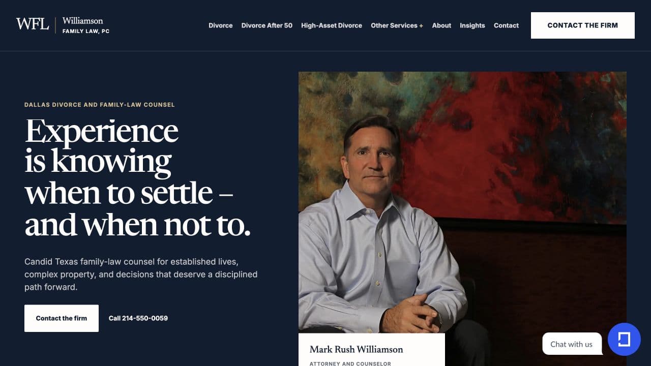 Williamson Family Law, PC website designed by Key City Digital