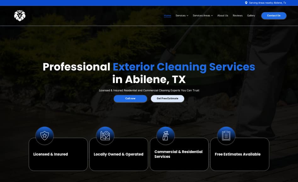 Abilene Exterior Cleaning website built by Key City Digital