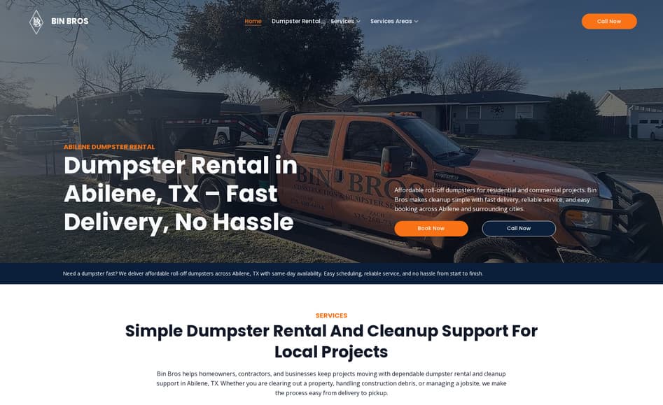 Bin Bros website built by Key City Digital