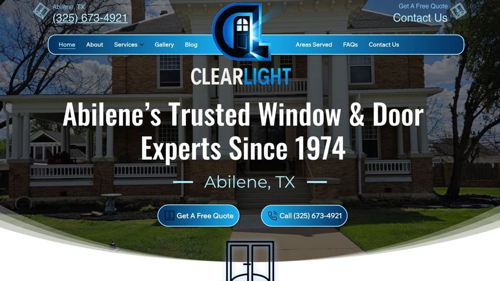Clearlight Windows & Doors website built by Key City Digital