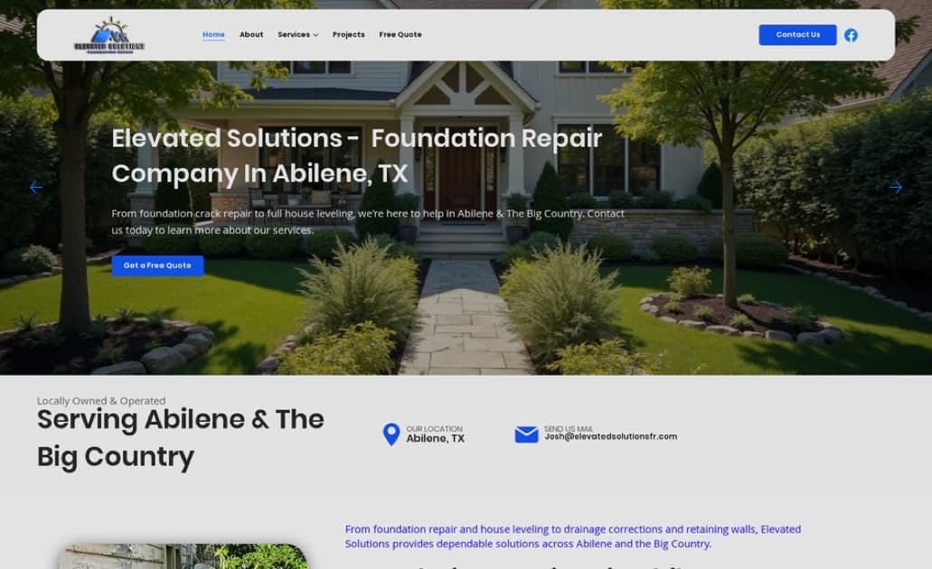 Elevated Solutions website built by Key City Digital