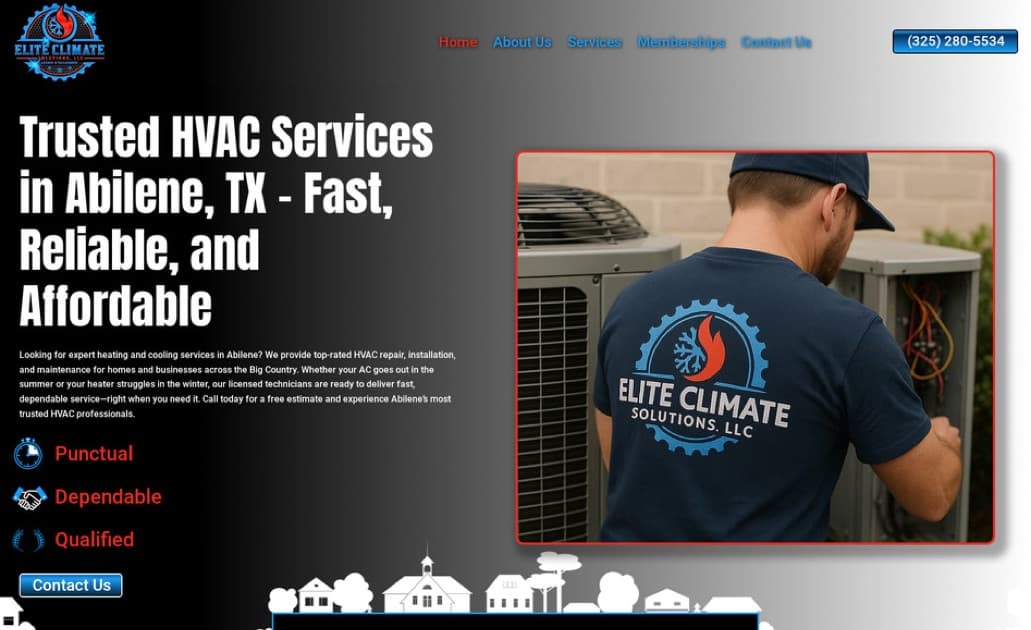 Elite Climate Solutions website built by Key City Digital