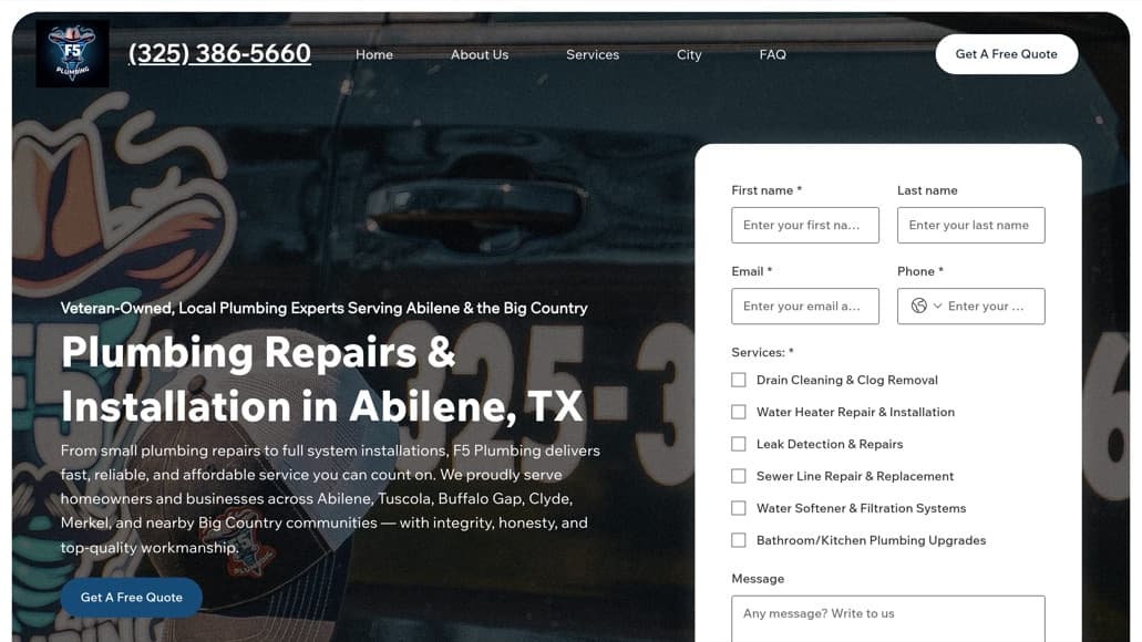 F5 Plumb website built by Key City Digital