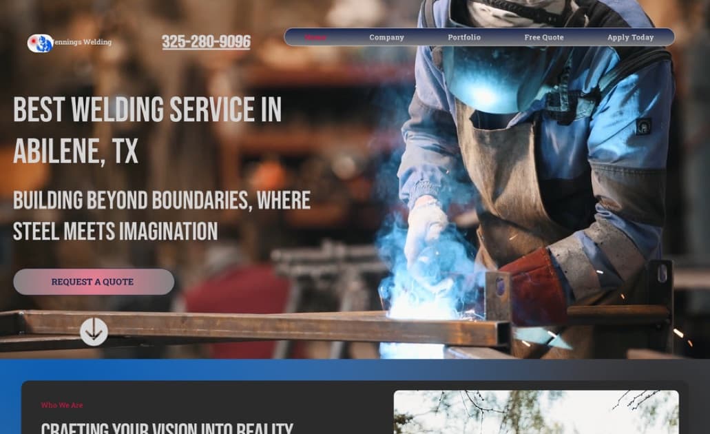 Jennings Welding website built by Key City Digital