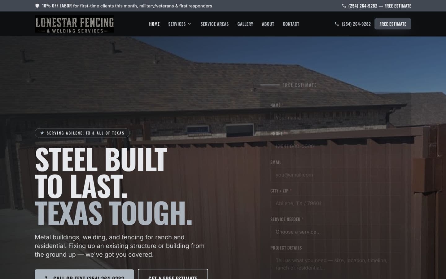 Lonestar Fencing & Welding website designed by Key City Digital
