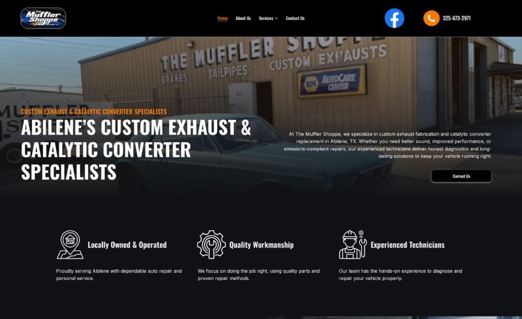 The Muffler Shoppe website built by Key City Digital
