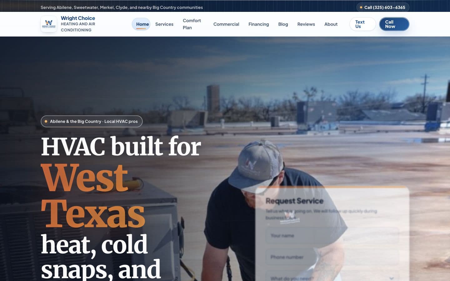 Wright Choice Heating & Air website designed by Key City Digital