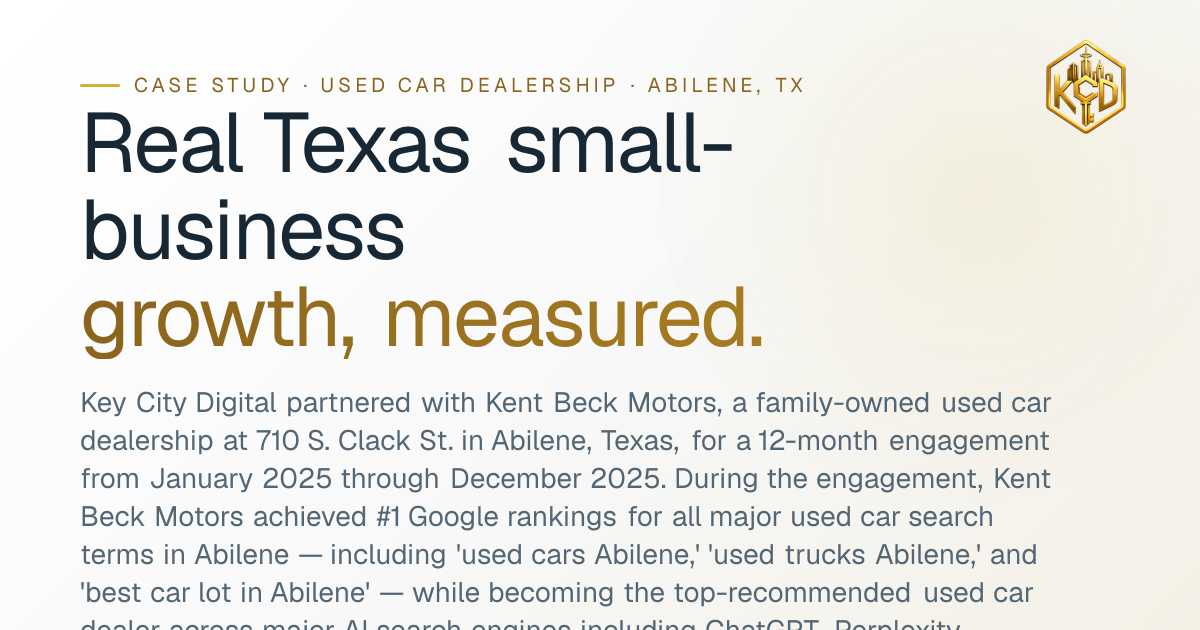 Kent Beck Motors Case Study — #1 Used Car Dealer in Abilene Across ...